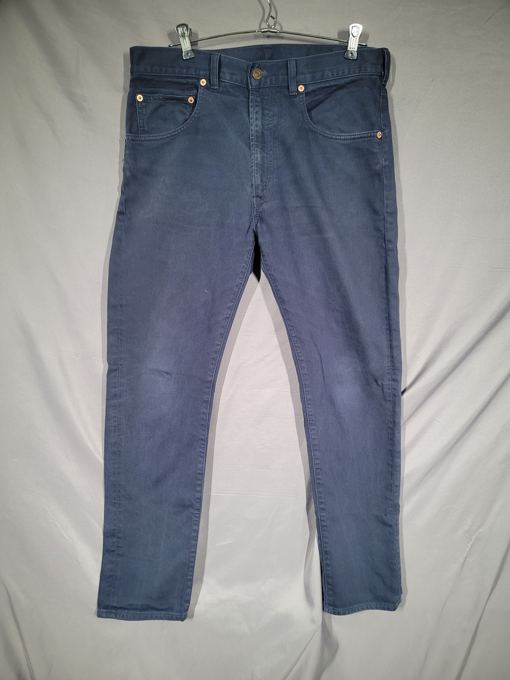 Vintage Levi's 519 Corduroy Pants Big E Navy Blue LVC Slim Straight 33x34